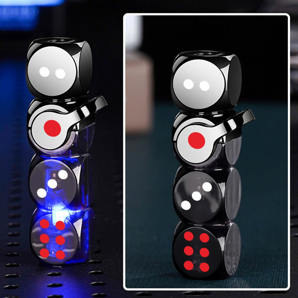 🎲 360° Spinning Dice Lighter 🔥 Windproof Jet Blue Flame, LED, Refillable EDC Gadget