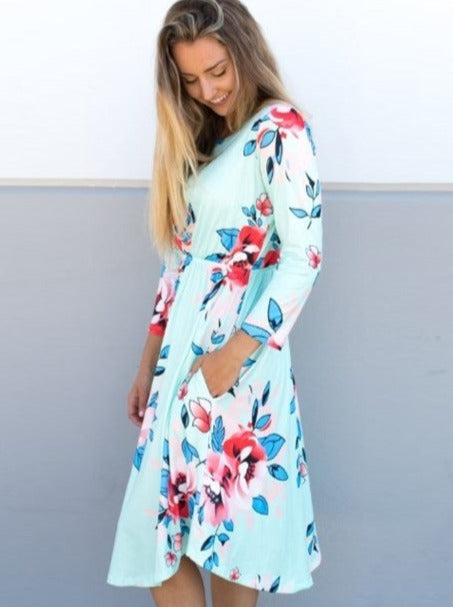 Floral Midi Dress - Mint