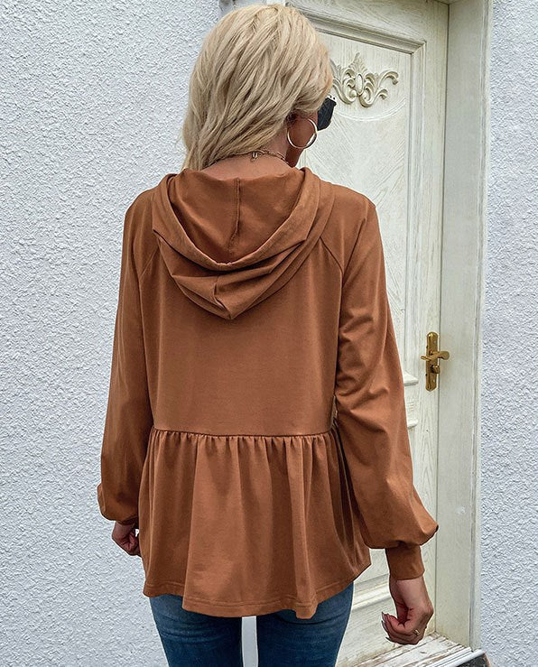 Long Sleeve Peplum Hoodie