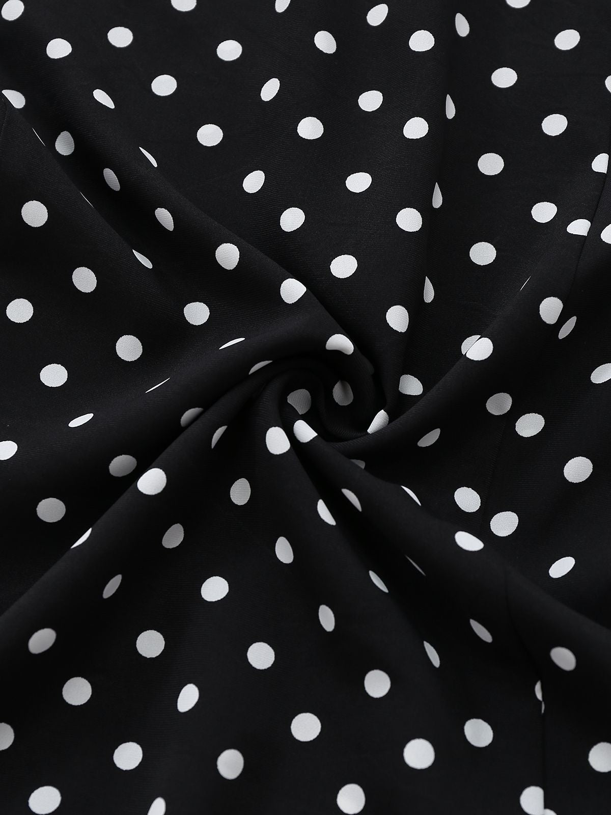 Black 1930s Lace Trim Polka Dot Dress