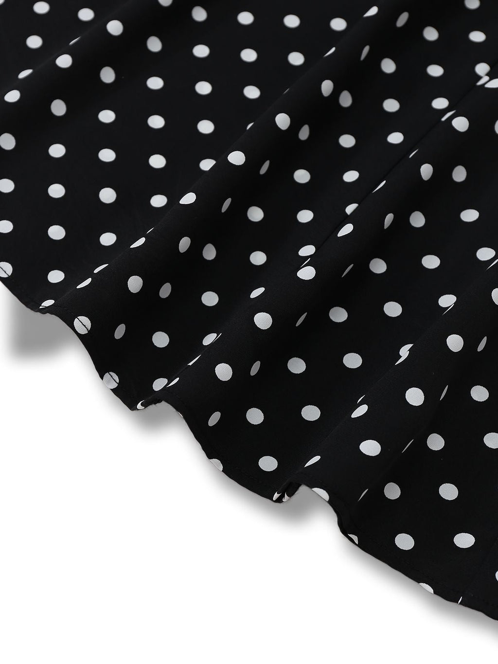 Black 1930s Lace Trim Polka Dot Dress