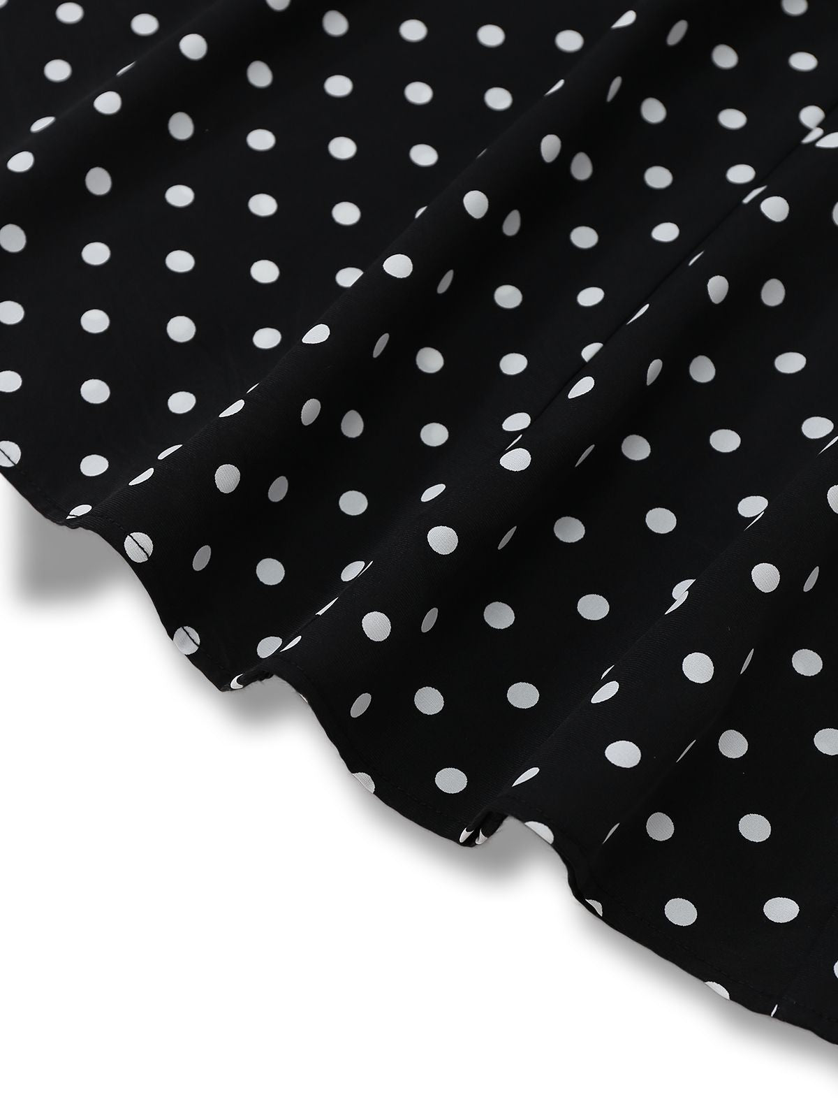 Black 1930s Lace Trim Polka Dot Dress