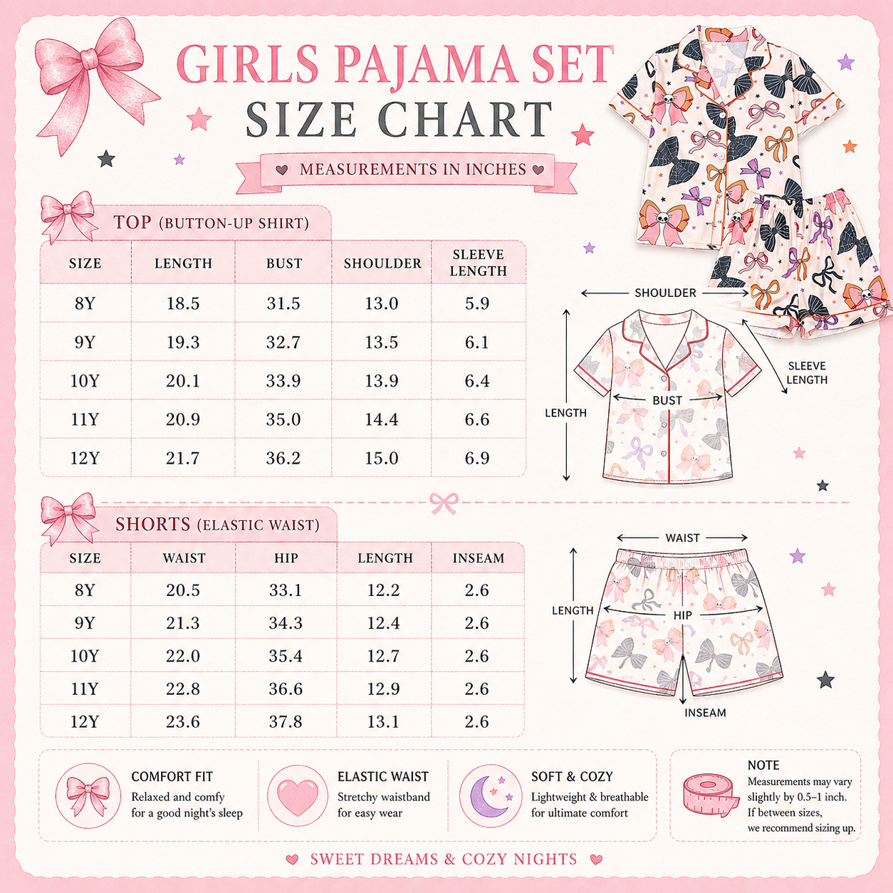 Girls Teddy Bear Pajama Set