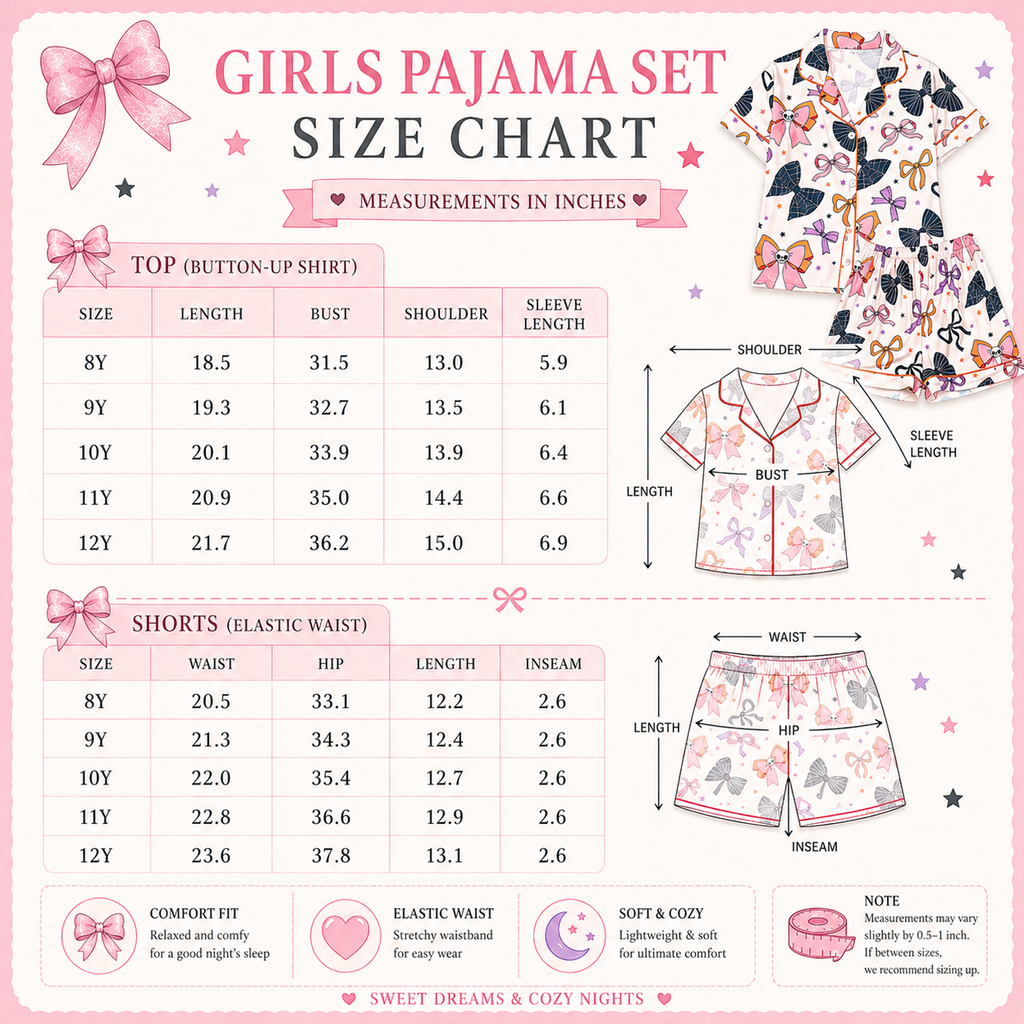 Girls Cherry Bow Pajama Set