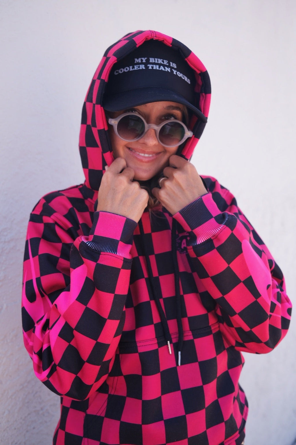 PINK & Black Checkered Flame Hoodie