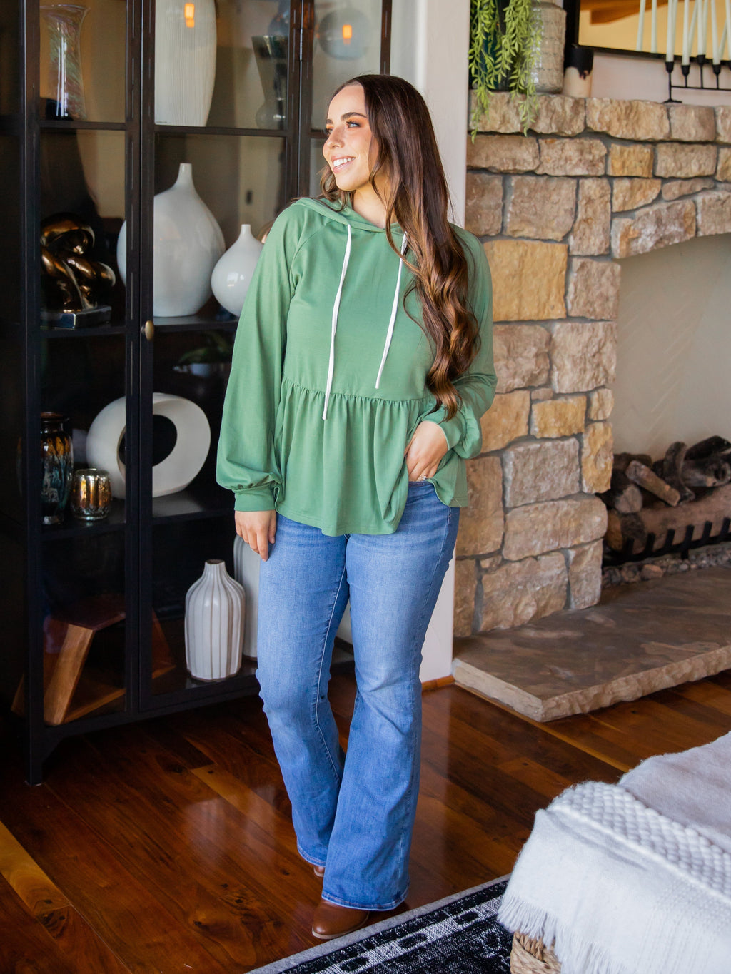 Long Sleeve Peplum Hoodie