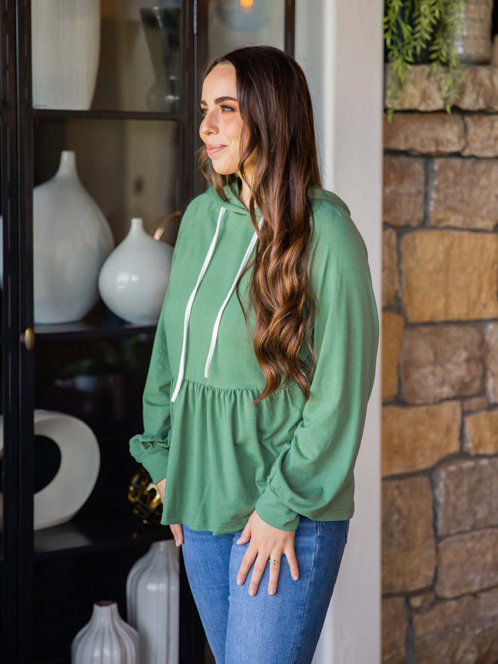 Long Sleeve Peplum Hoodie