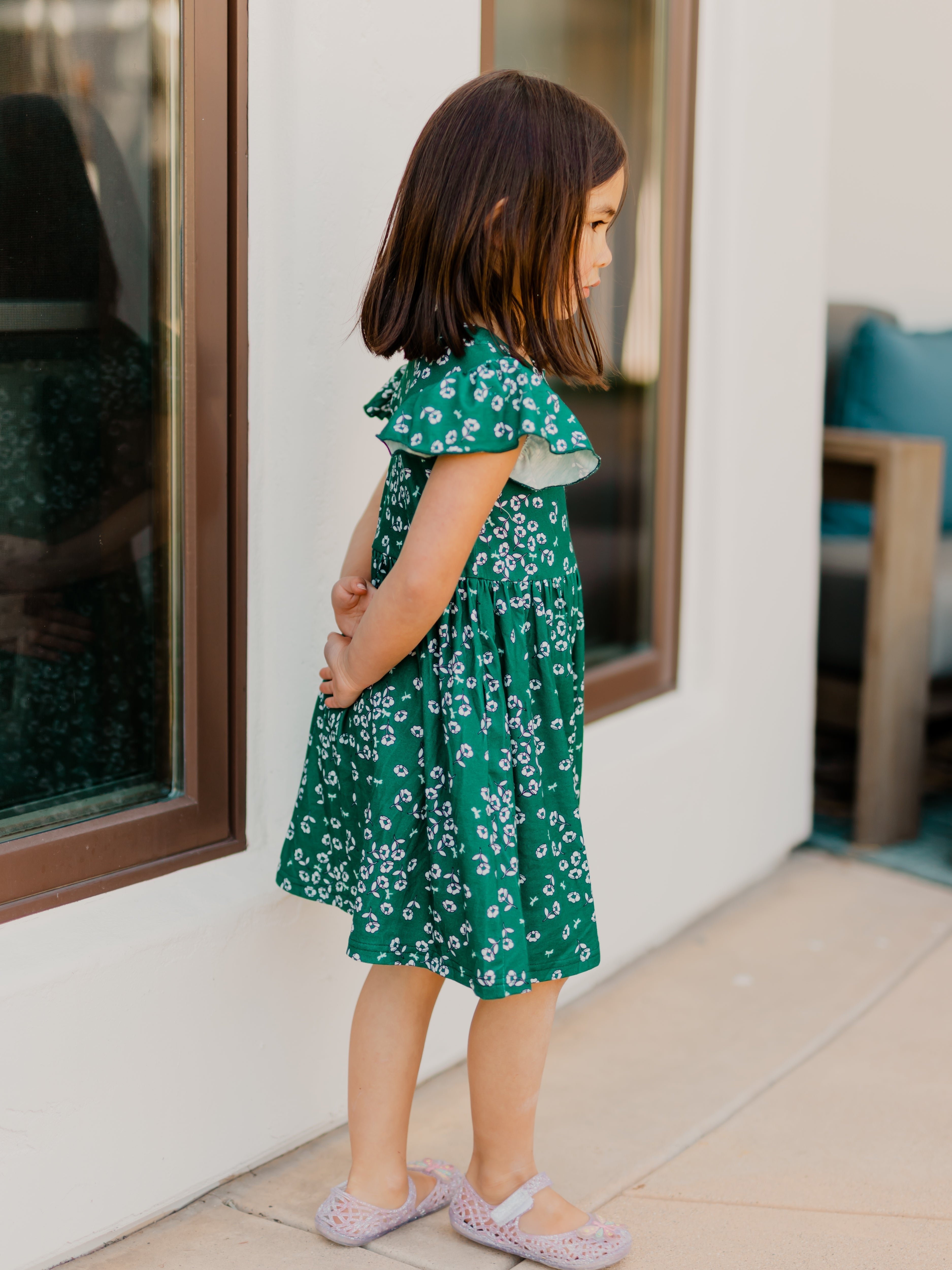 Ruffle Sleeve Little Girls Dress