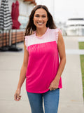 Colorblock Ruffle Sleeve Tank top