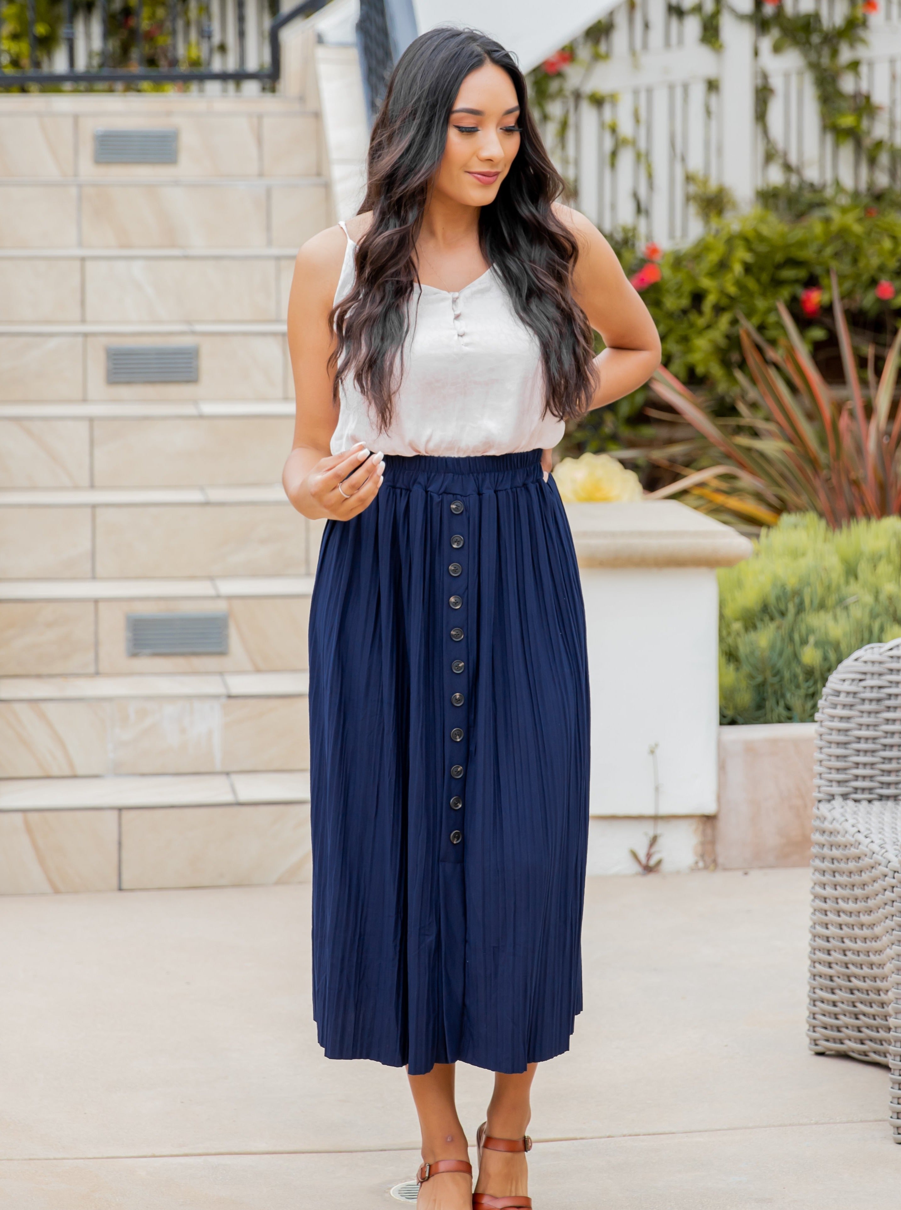 The Reed Pleated Midi Skirt