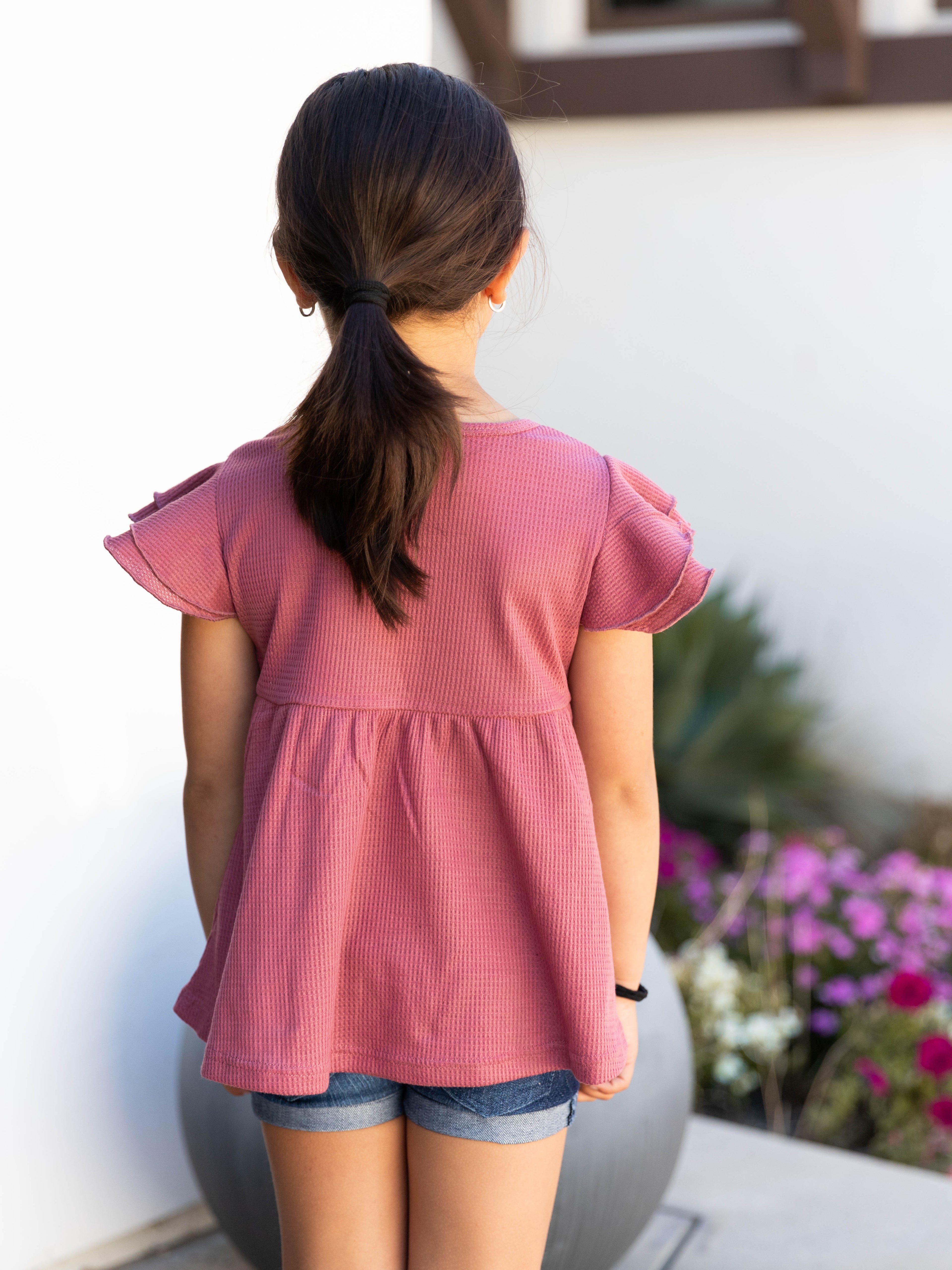 Little Girls Flutter Sleeve Peplum Top