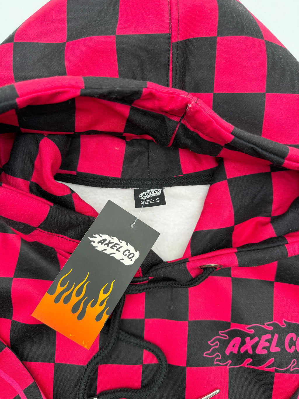 PINK & Black Checkered Flame Hoodie