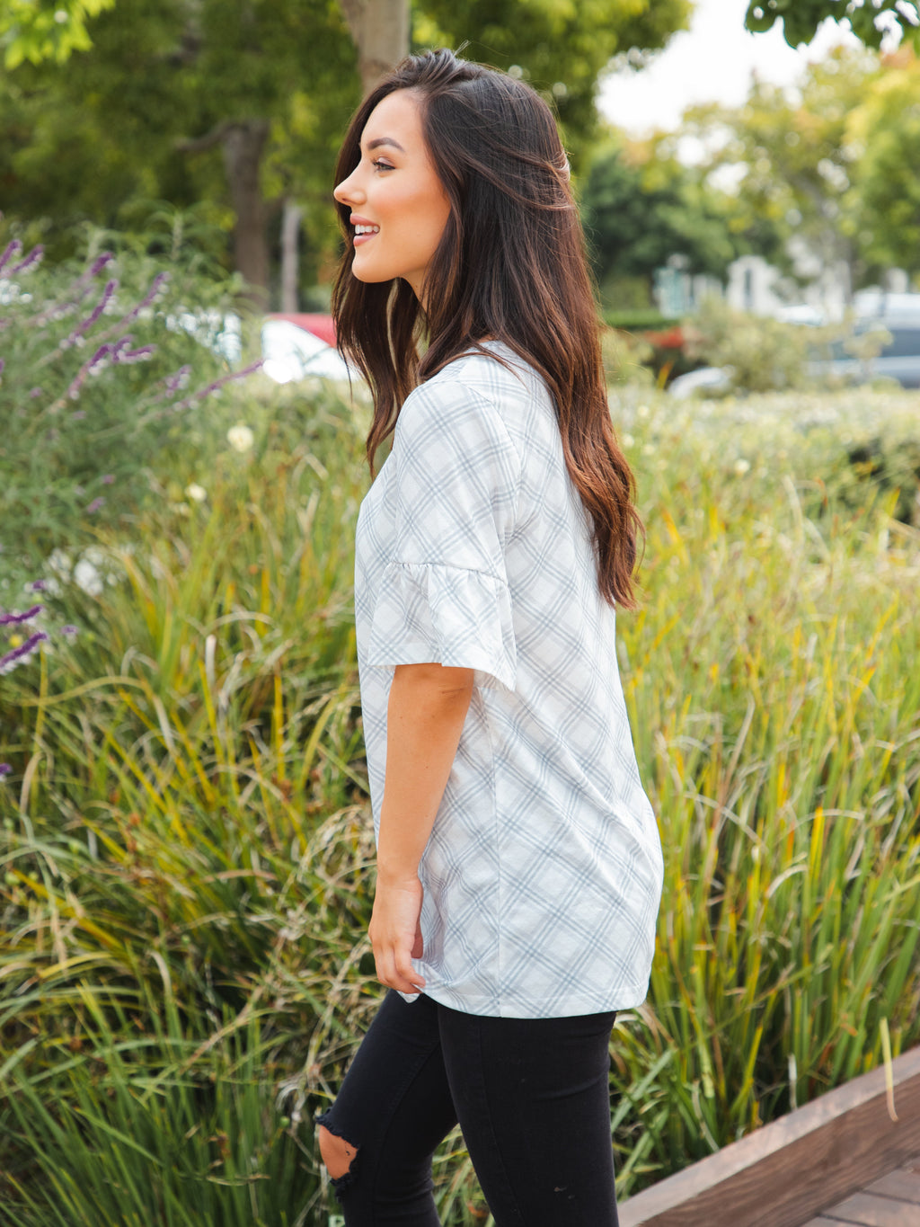 Bold Floral Flare Sleeve Top