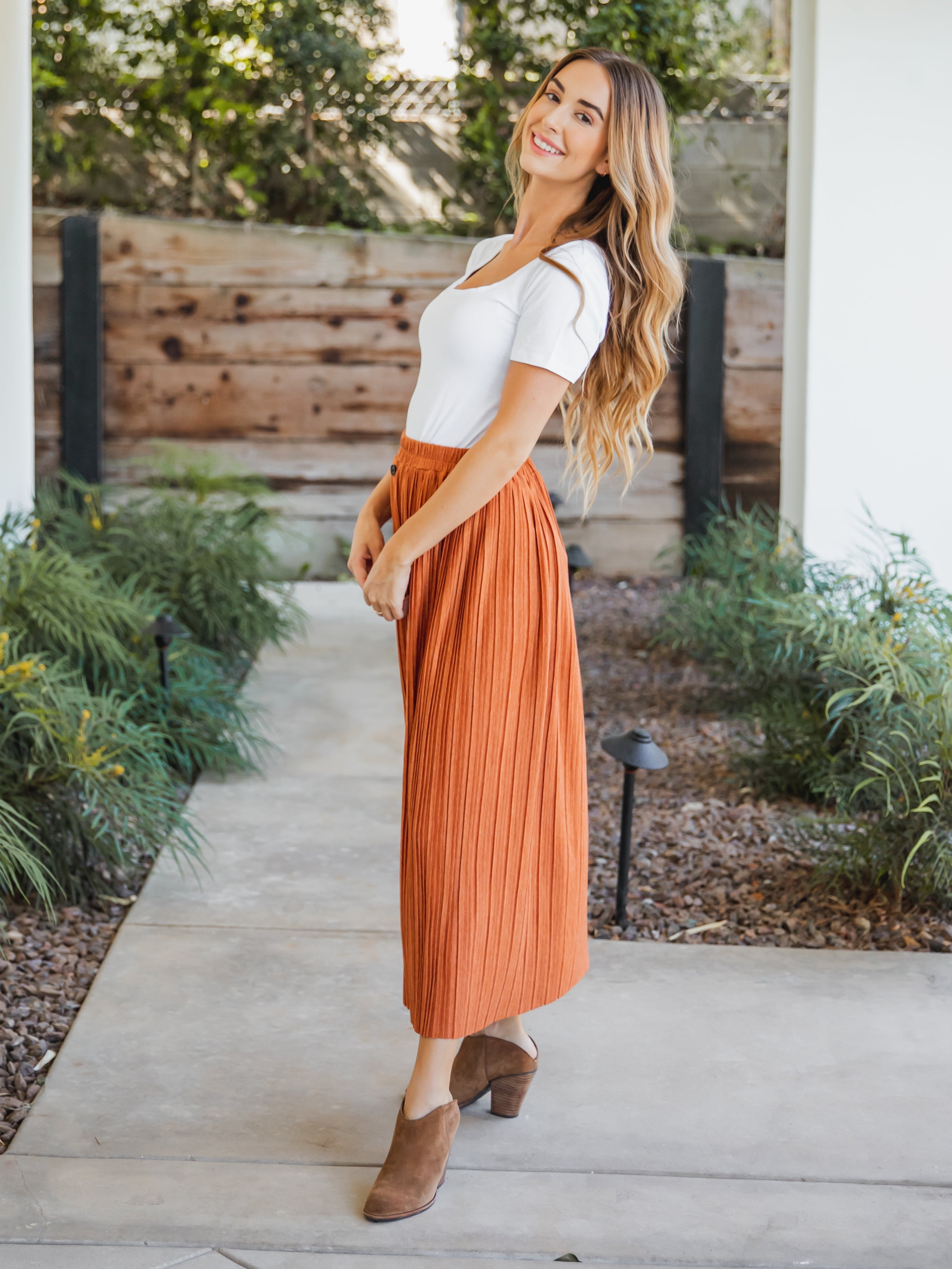 The Reed Pleated Midi Skirt