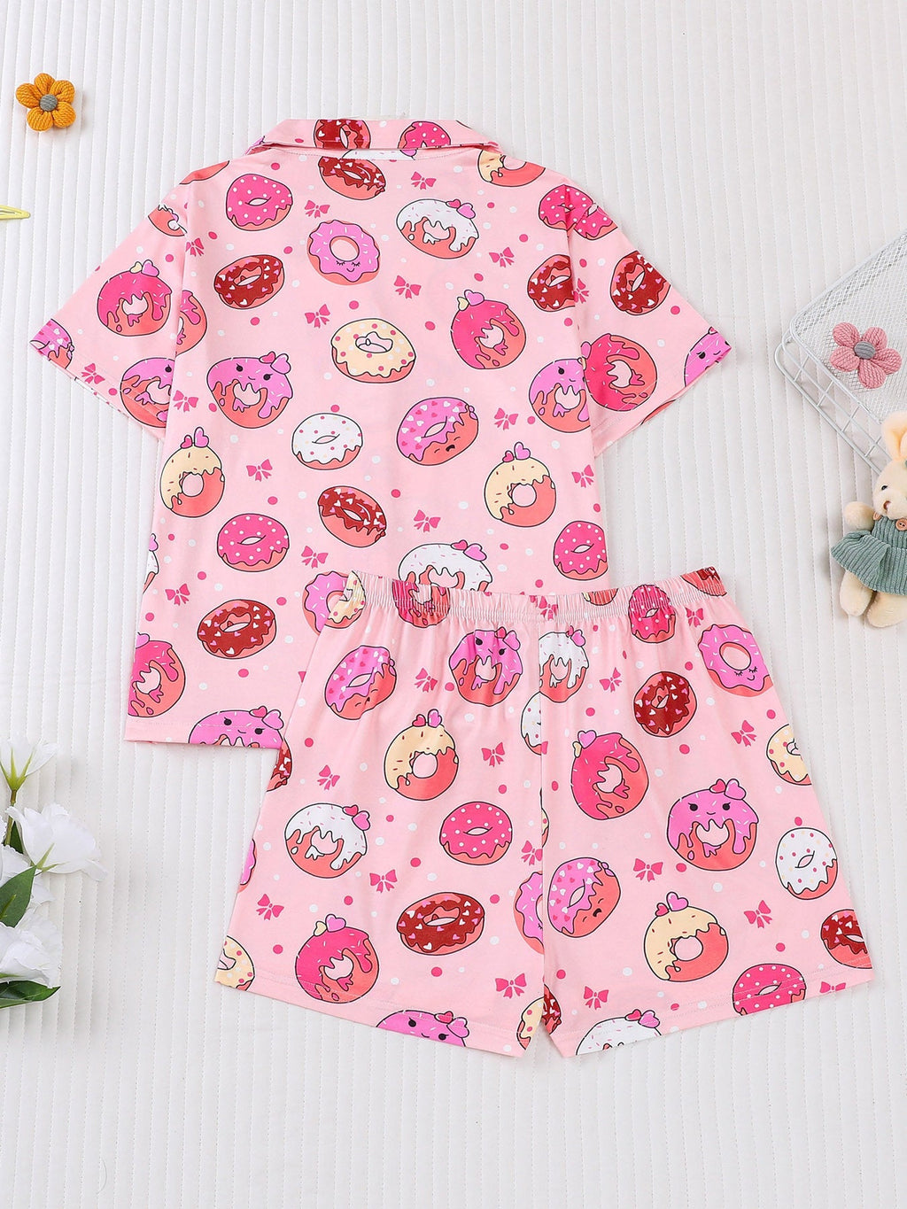 Girls Donut Print Pajama Set