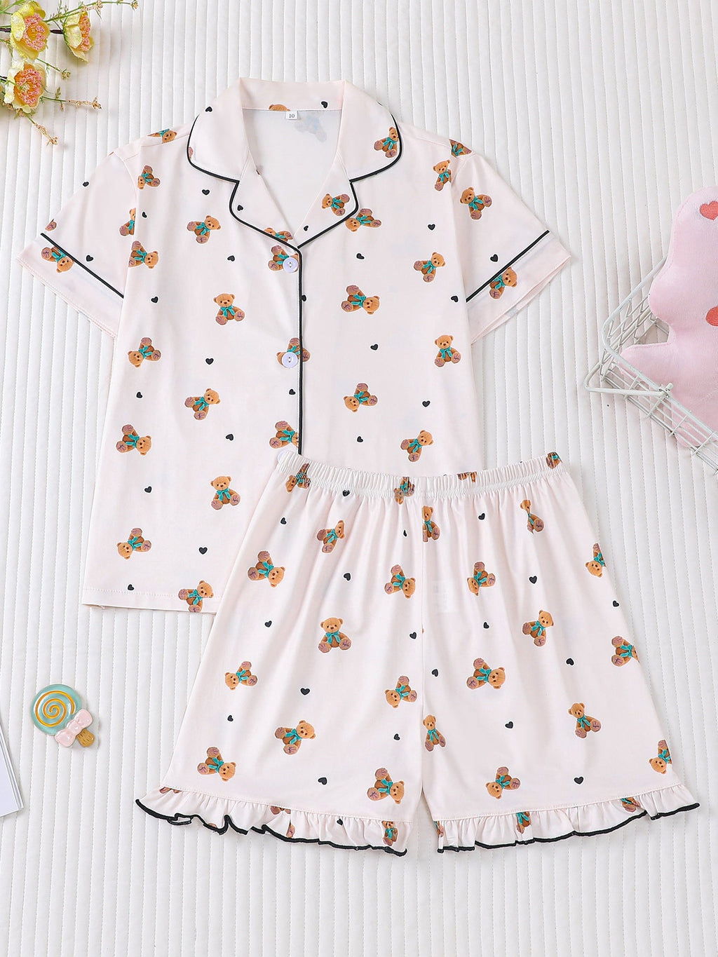 Girls Teddy Bear Pajama Set