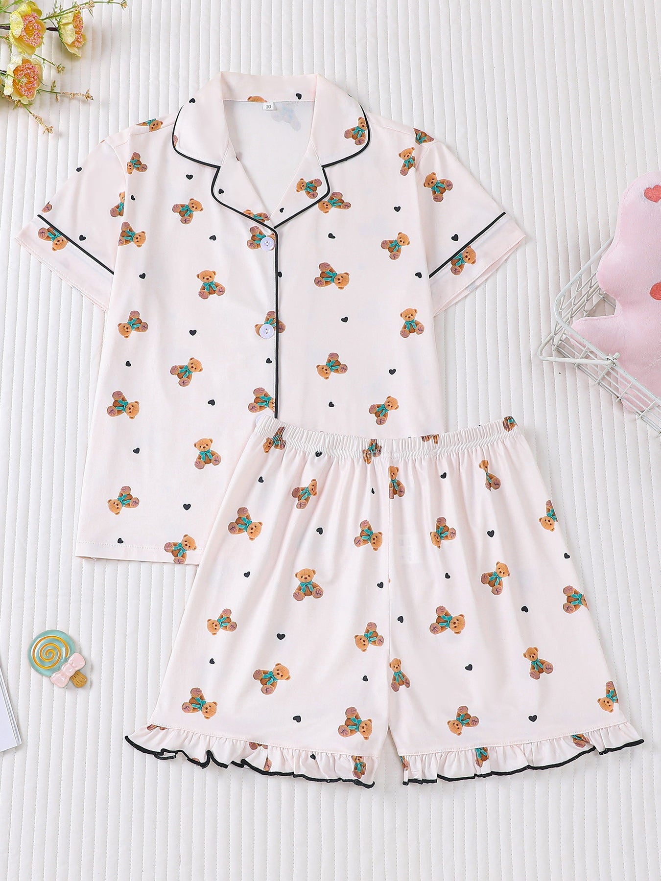 Girls Teddy Bear Pajama Set