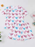 Girls Patterned Chicken Pajama Set