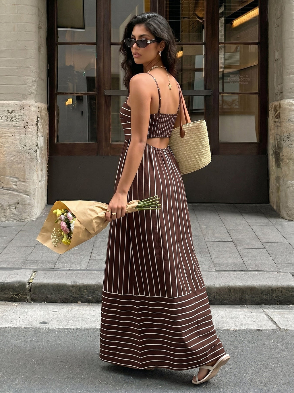 Striped Smocked Back Maxi Dress