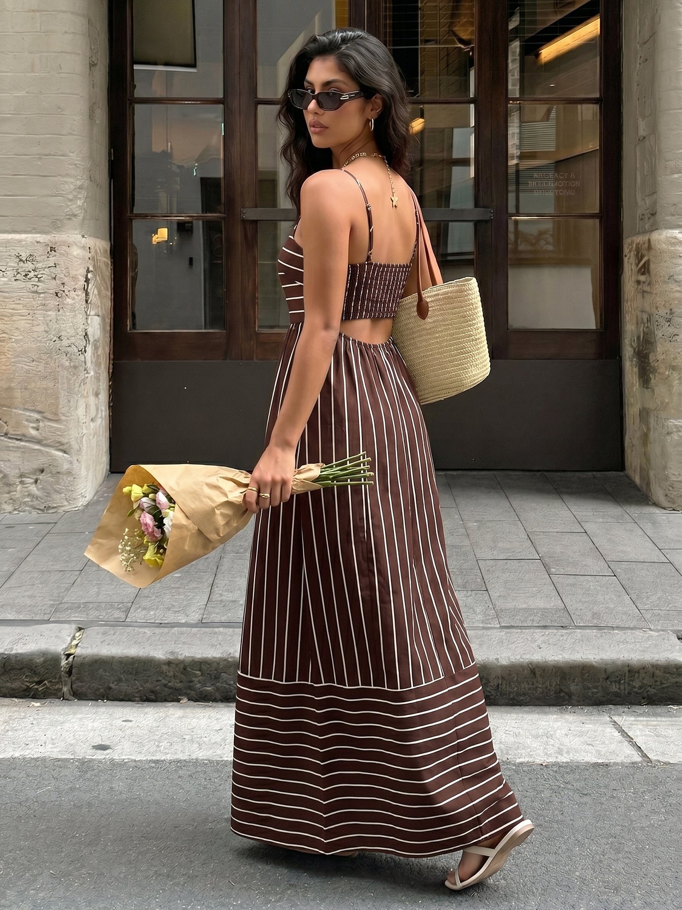 Striped Smocked Back Maxi Dress