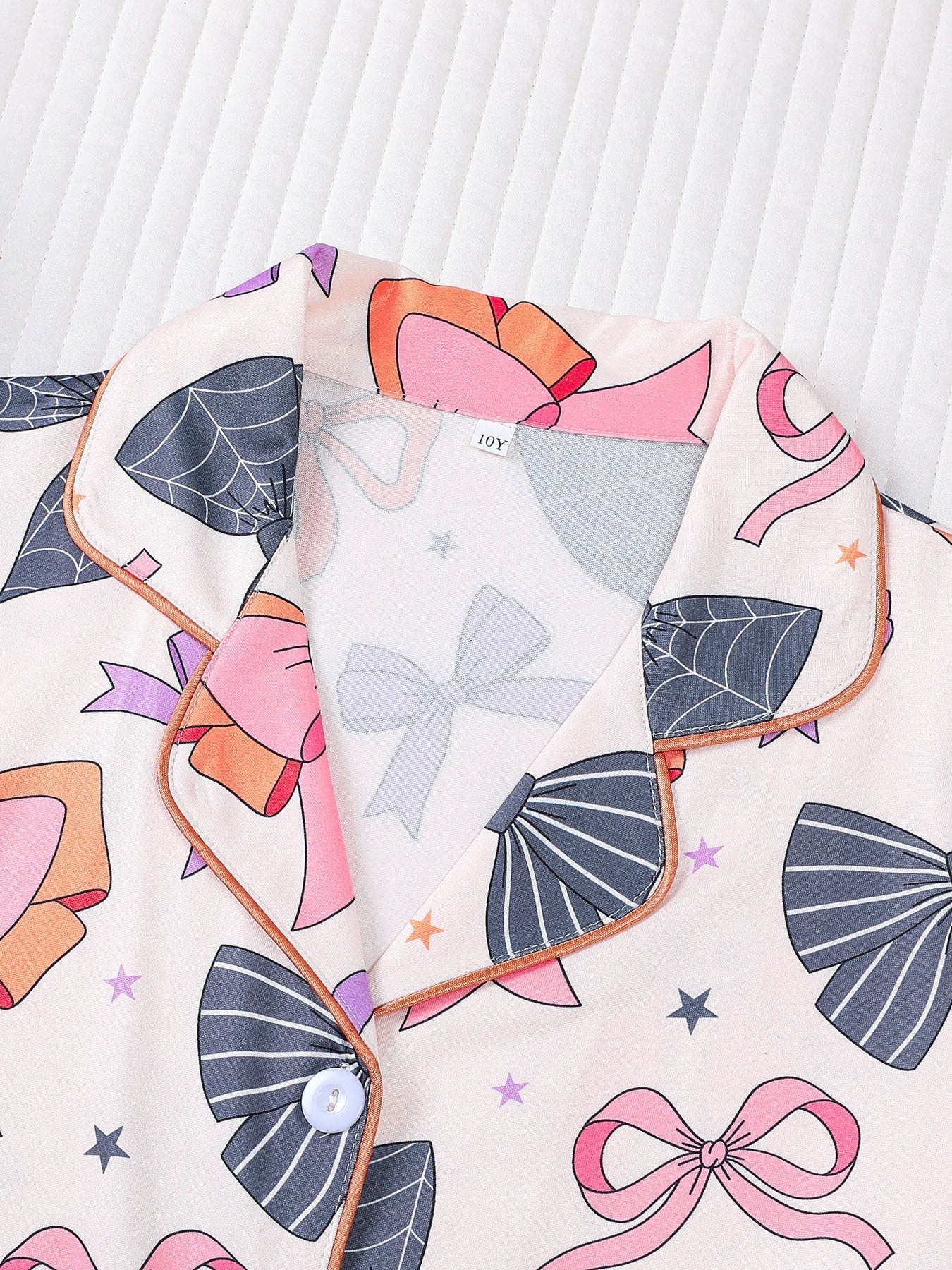 Girls Halloween Bow Print Pajama Set