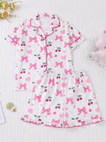 Girls Cherry Bow Pajama Set