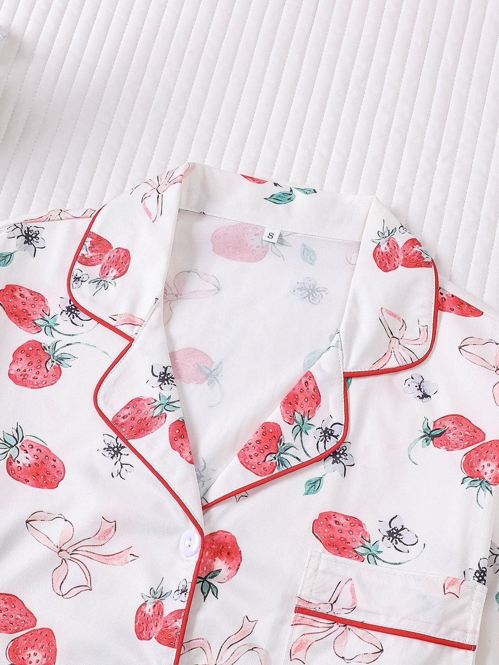 Strawberry & Bows Long Sleeve Pajama Set