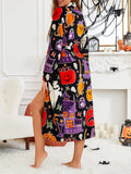 Halloween Ghost & Pumpkin Plush Lounge Robe