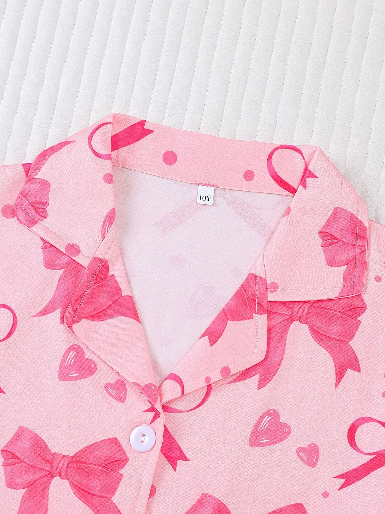 Girls Pink Bow Pajama Set
