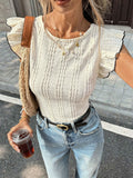 Lace Textured Bow Back Top
