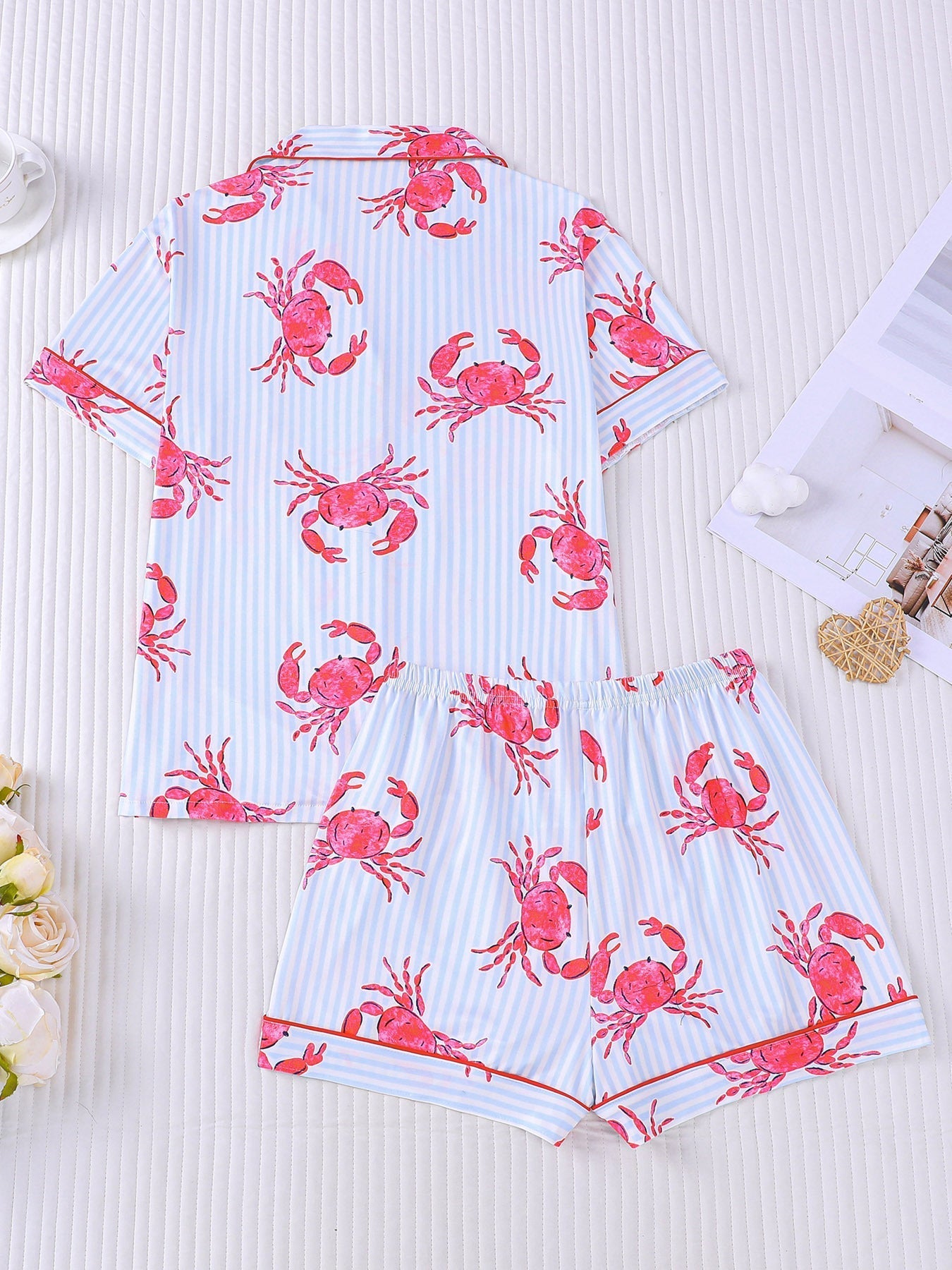 Coastal Crab Stripe Pajama Set