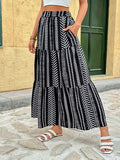 Patterned Tiered Maxi Skirt