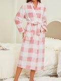 Pink White Plaid Robe