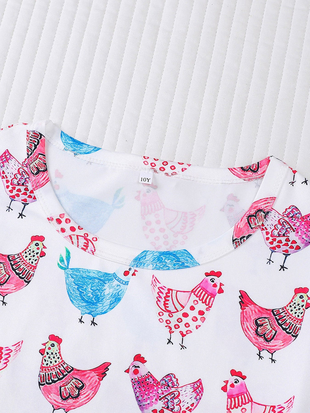 Girls Patterned Chicken Pajama Set