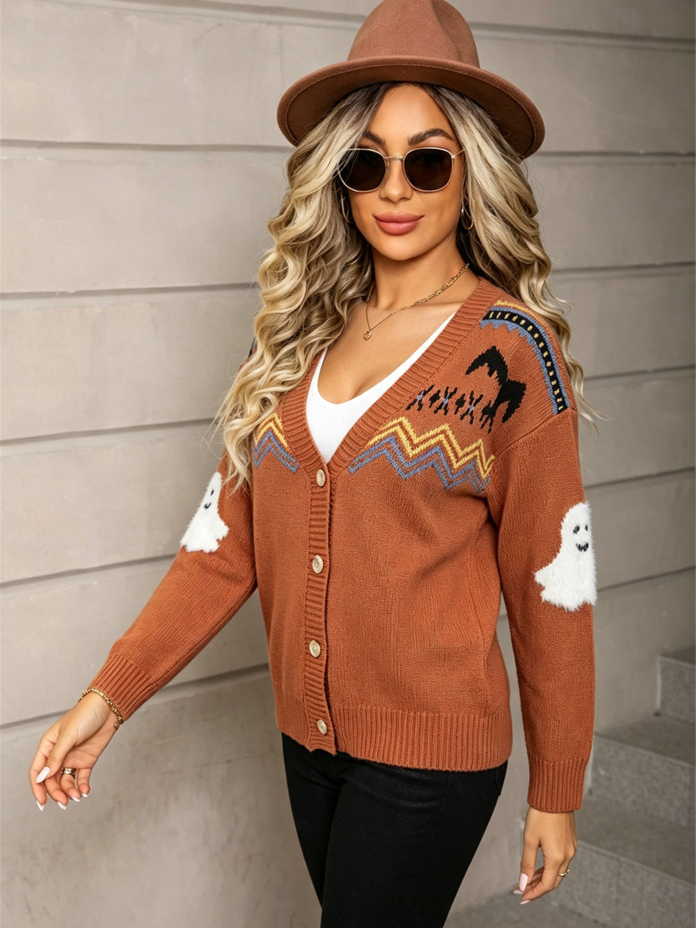 Spooky Bat & Ghost Knit Cardigan