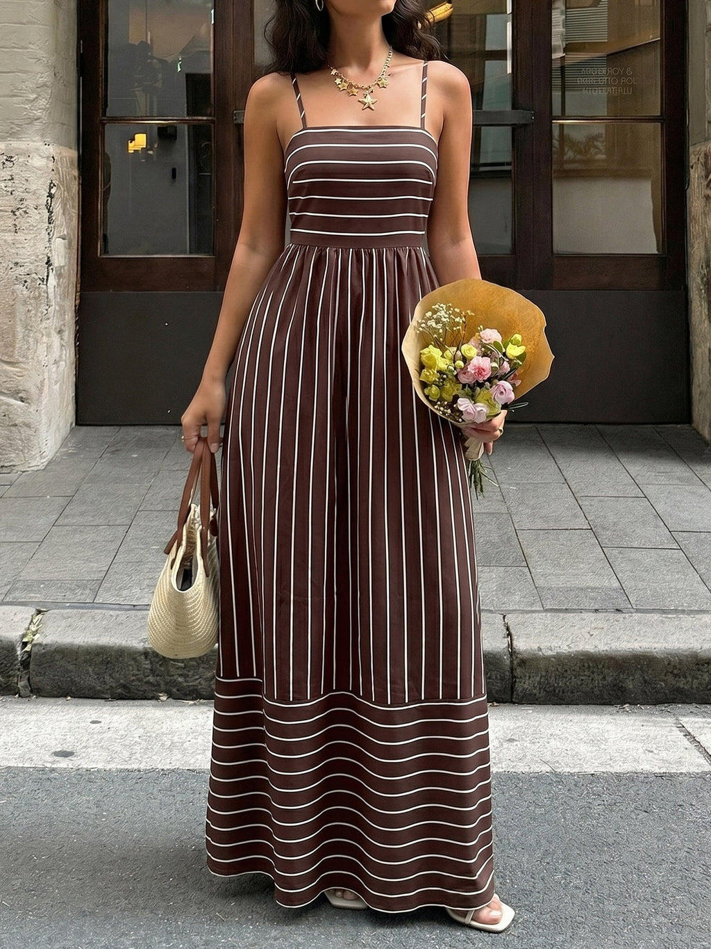 Striped Smocked Back Maxi Dress