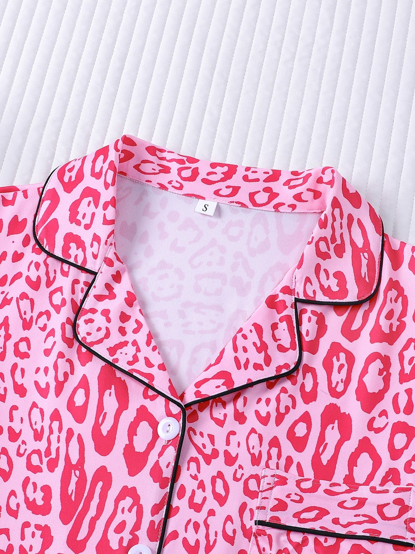 Pink Leopard Print Pajama Set