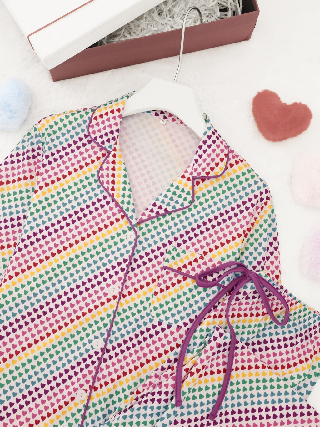 Rainbow Hearts Long Sleeve Pajama Set