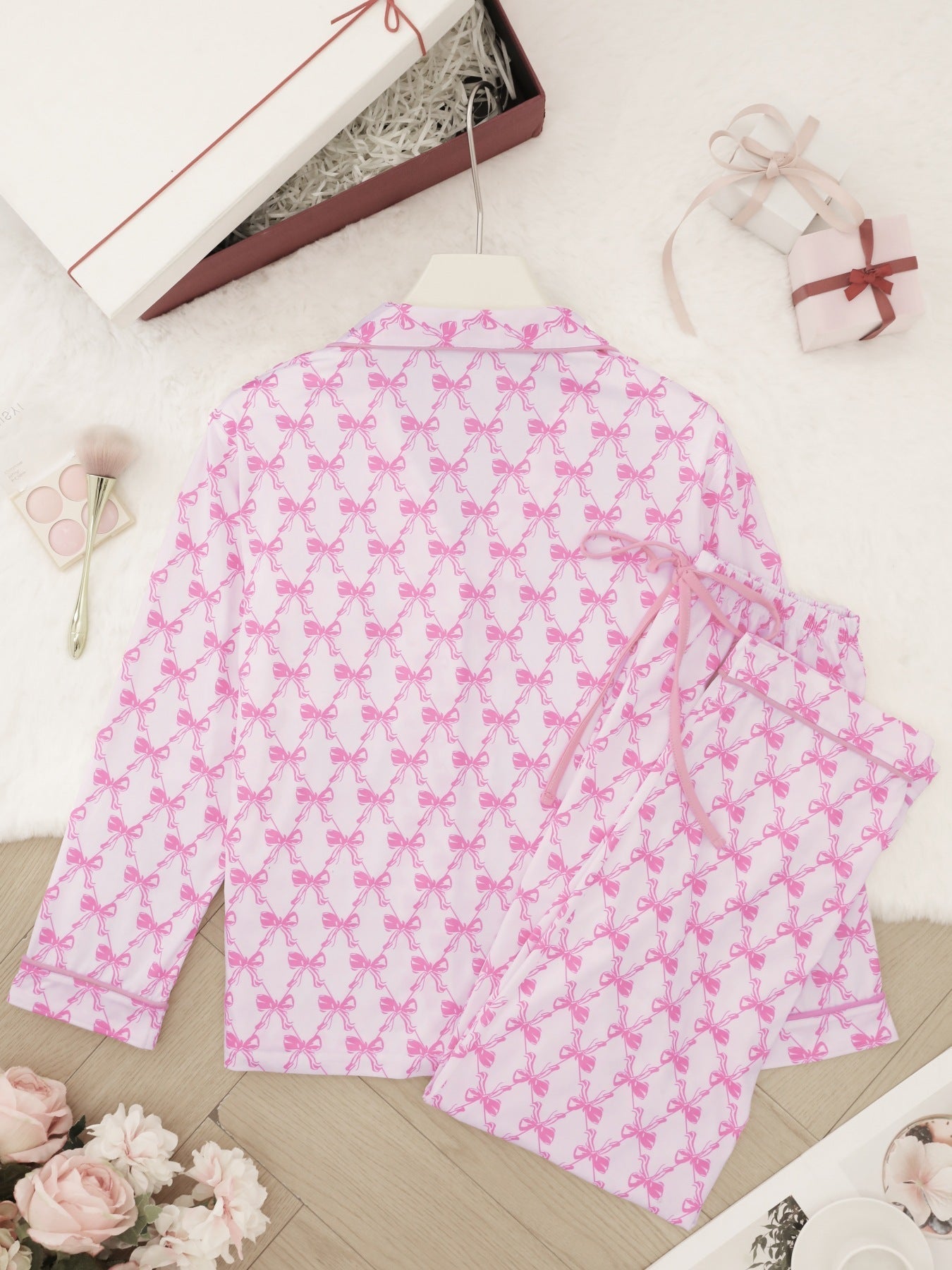 Pink Bow Long Sleeve Pajama Set