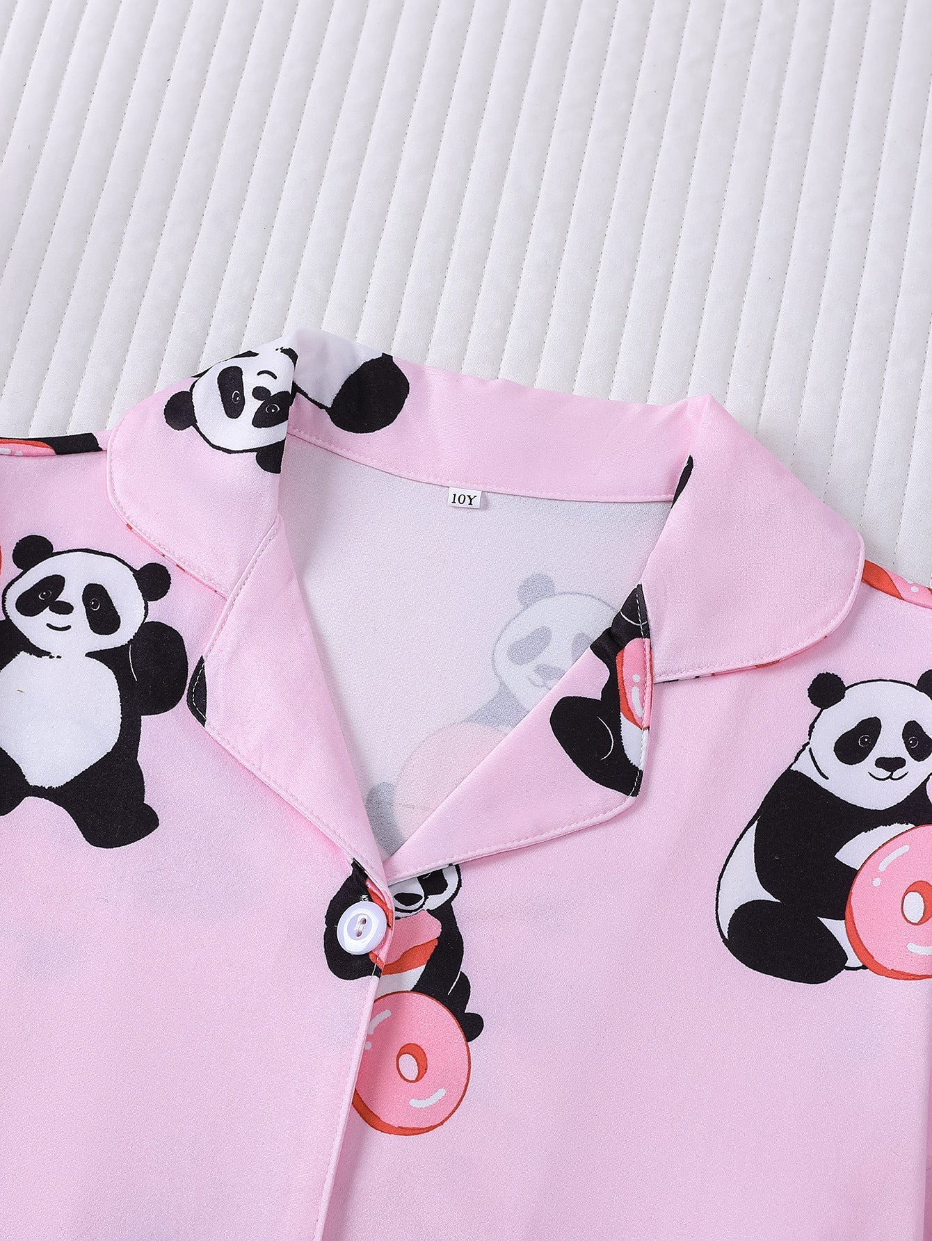 Girls Panda Donut Print Pajama Set