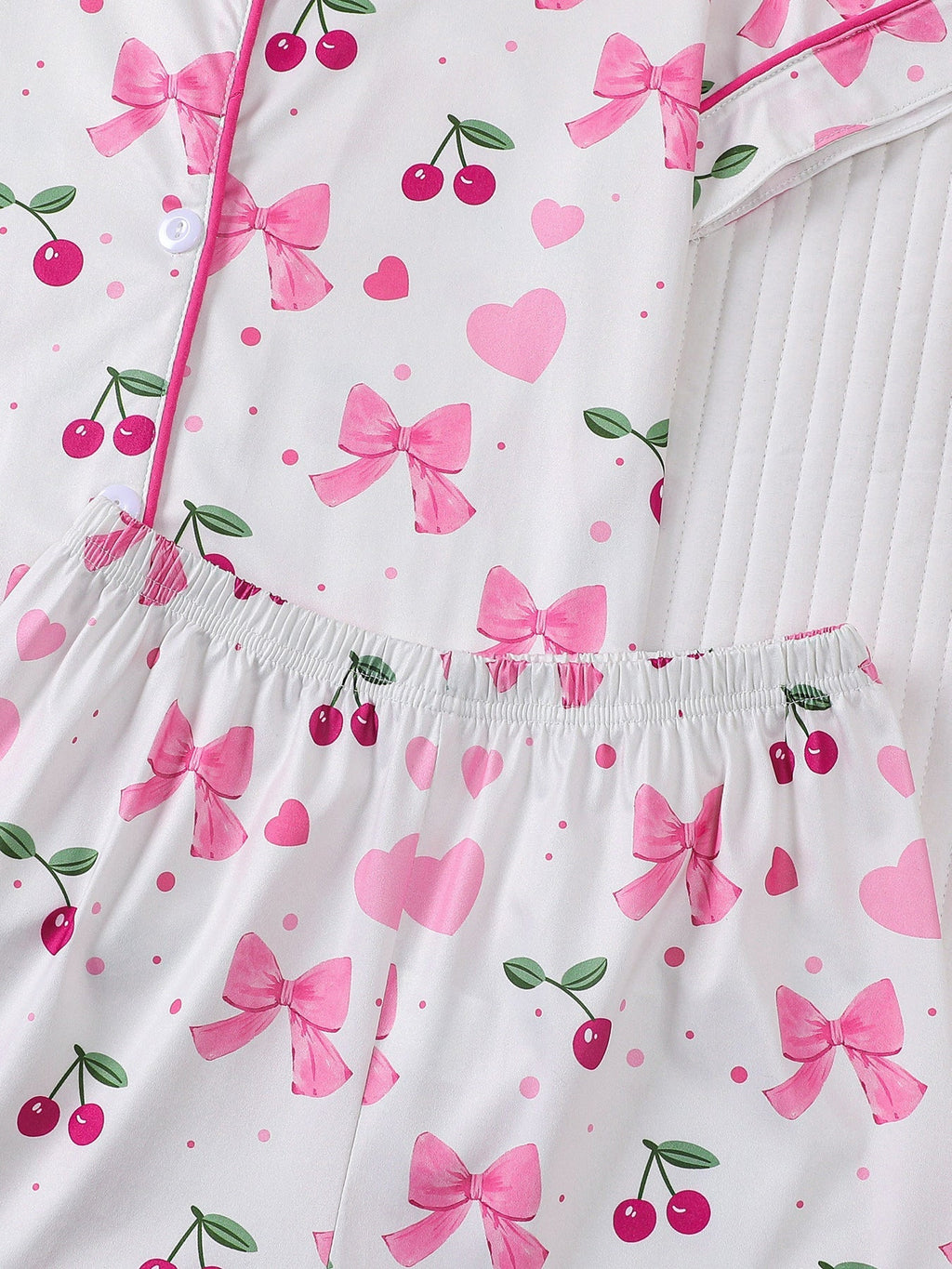 Girls Cherry Bow Pajama Set