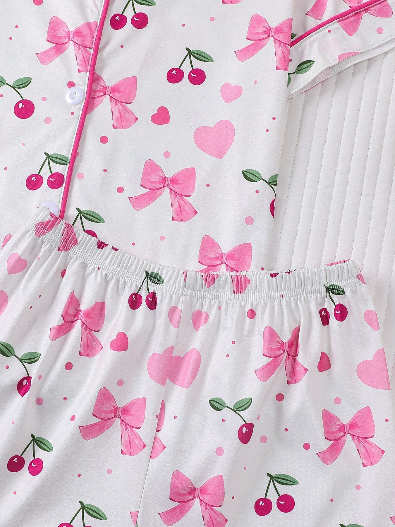 Girls Cherry Bow Pajama Set
