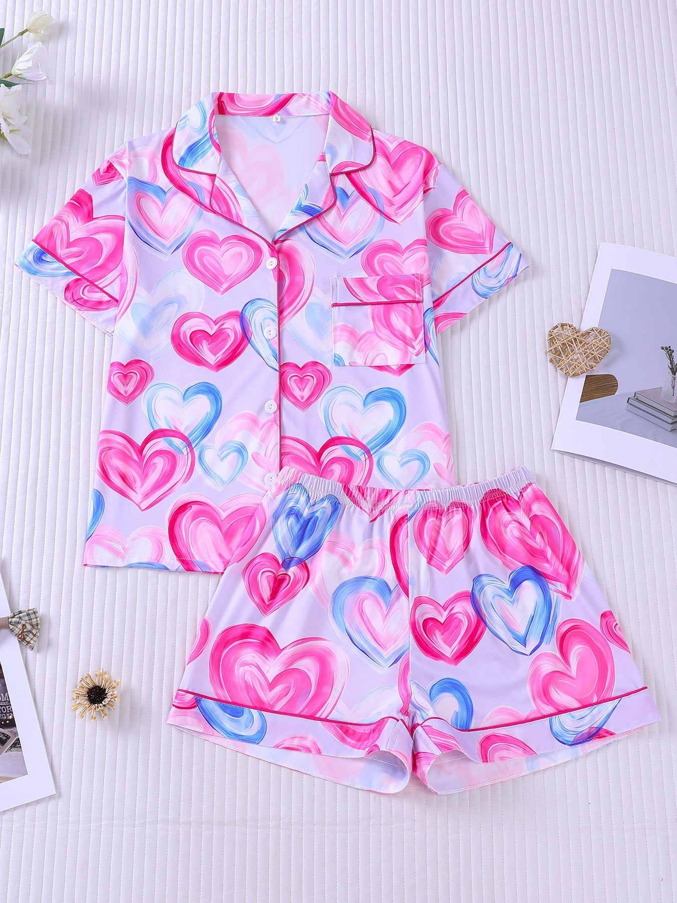 Brushstroke Hearts Pajama Set