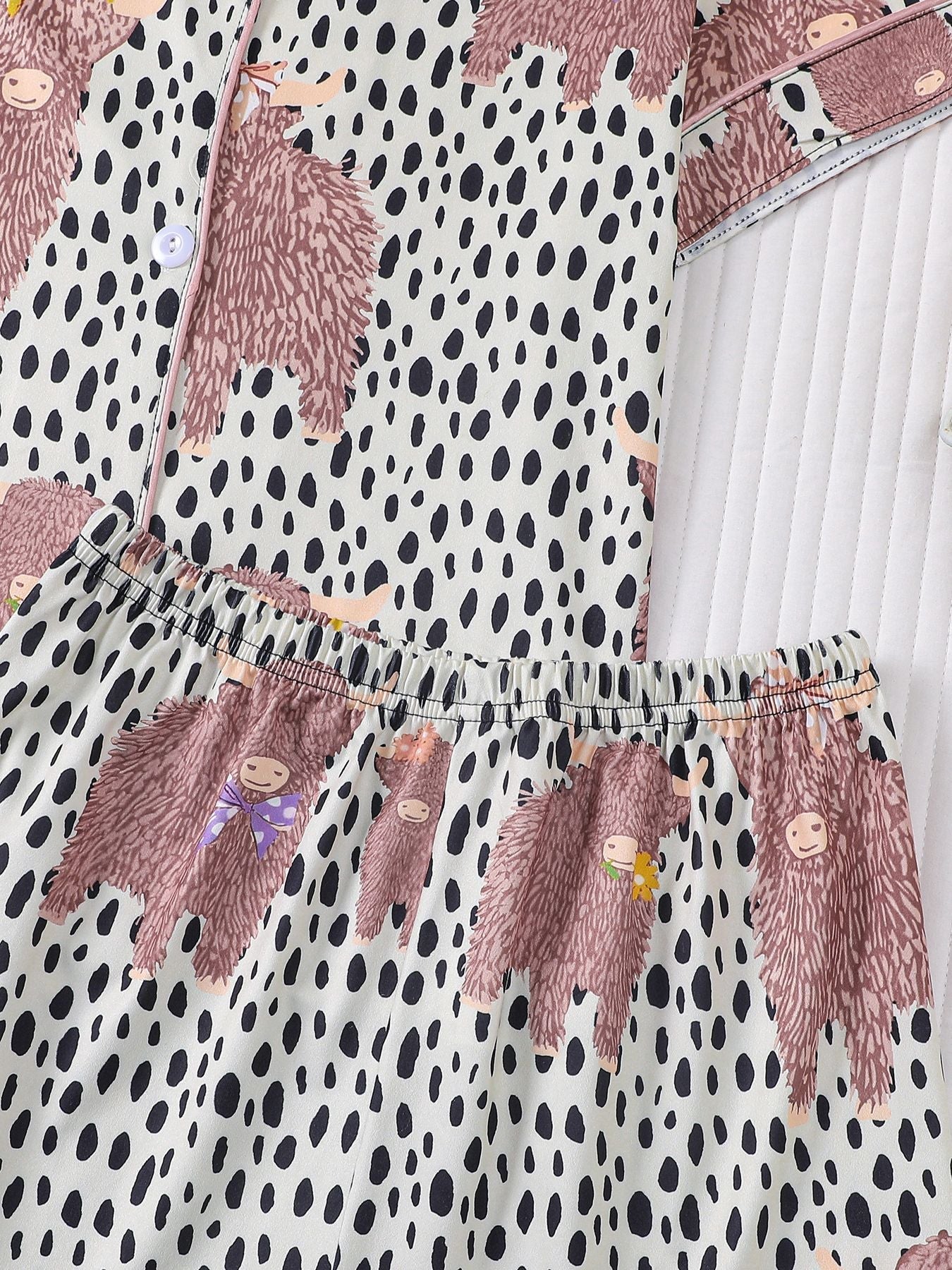 Girls Cow Print Pajama Set