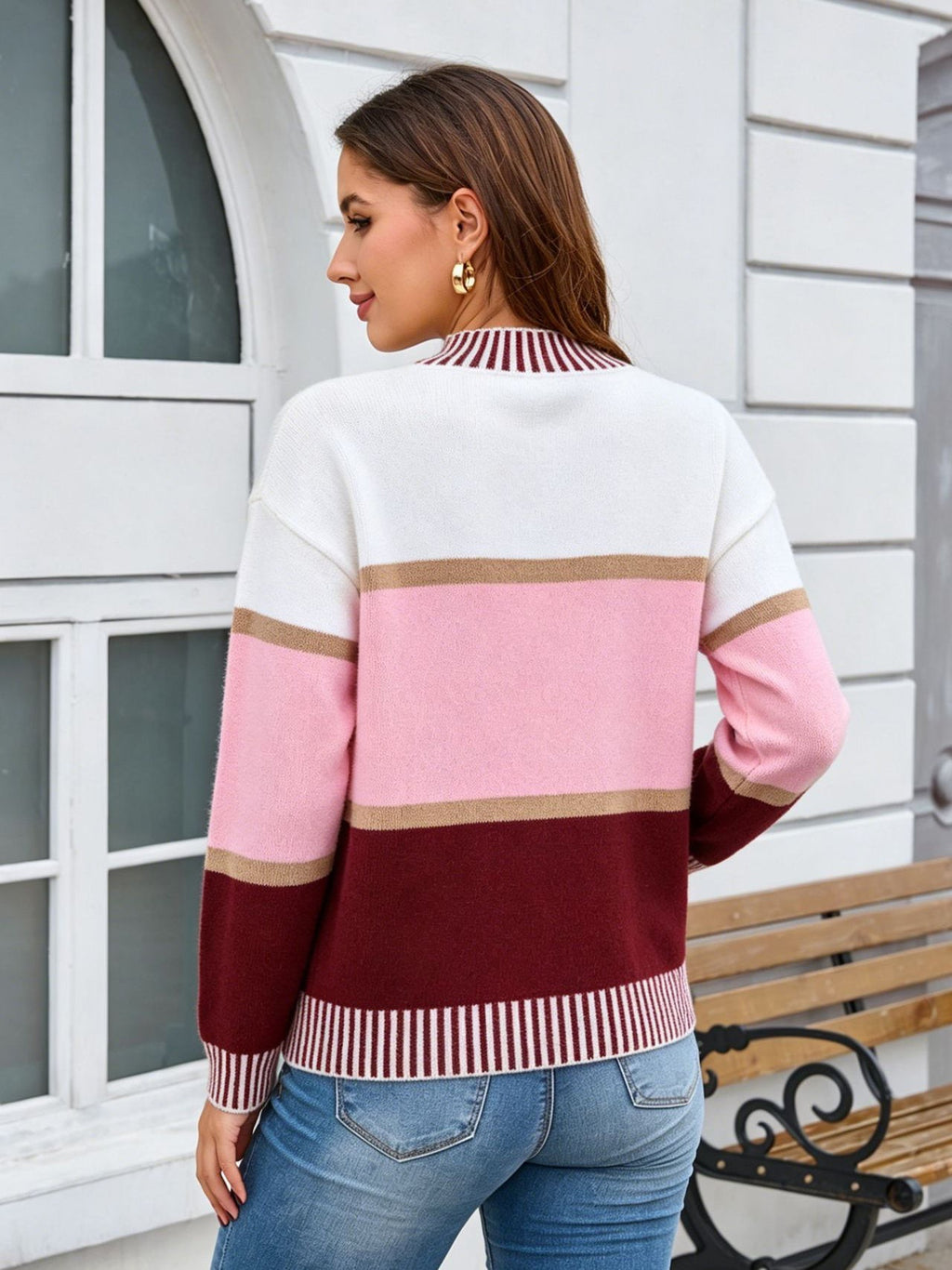 Colorblock Turtleneck Sweater