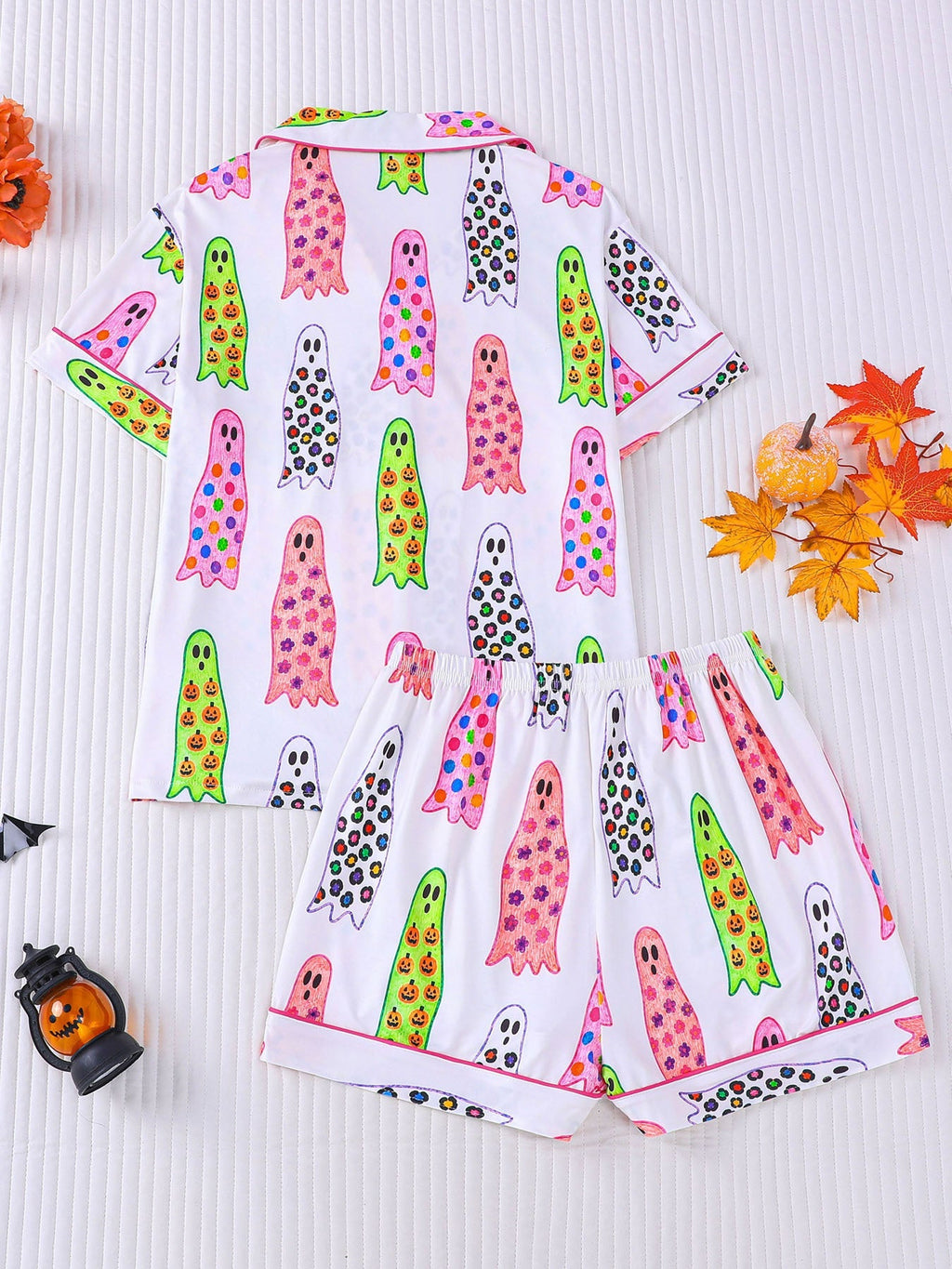 Colorful Ghost Halloween Pajama Set
