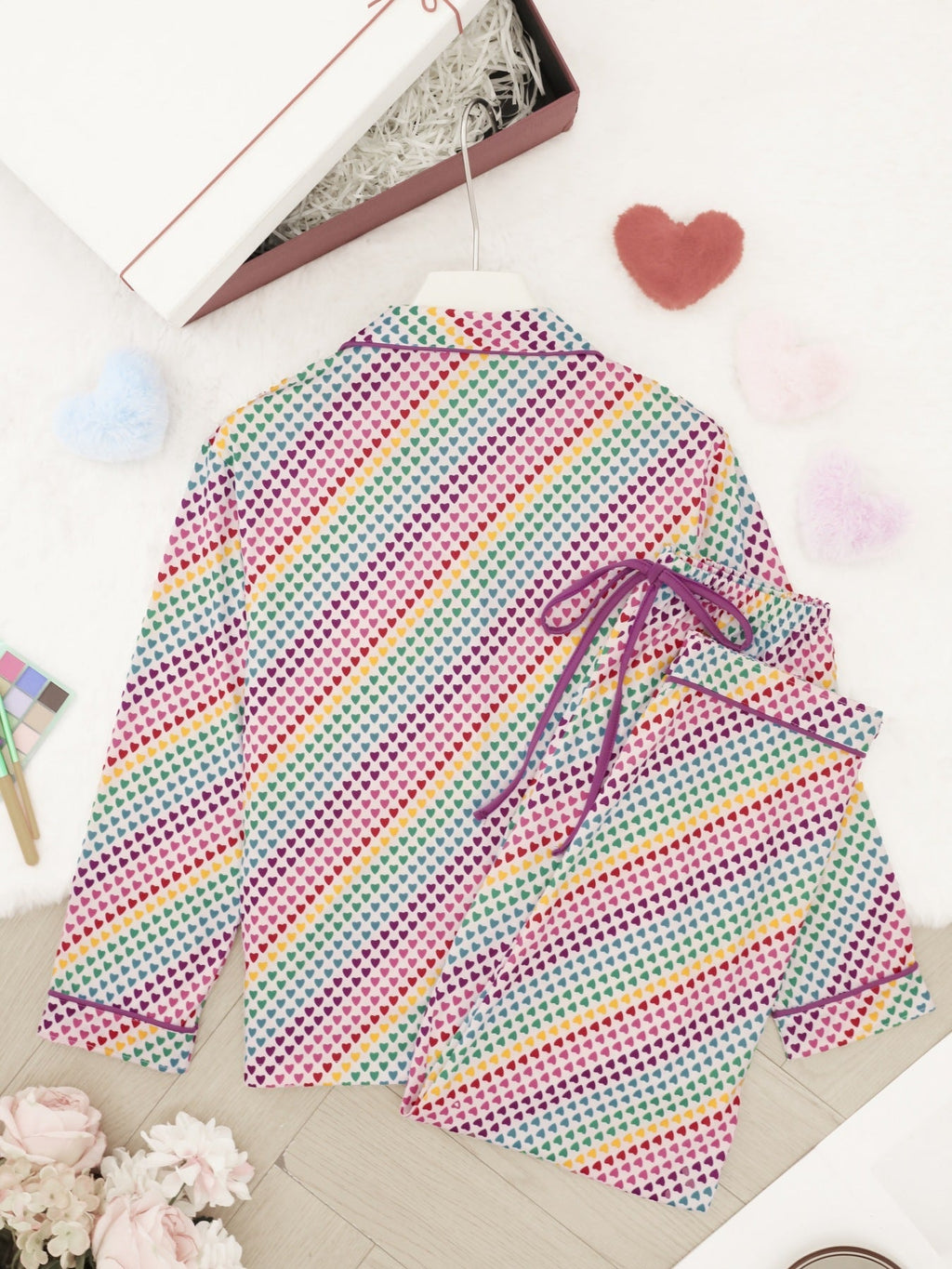 Rainbow Hearts Long Sleeve Pajama Set