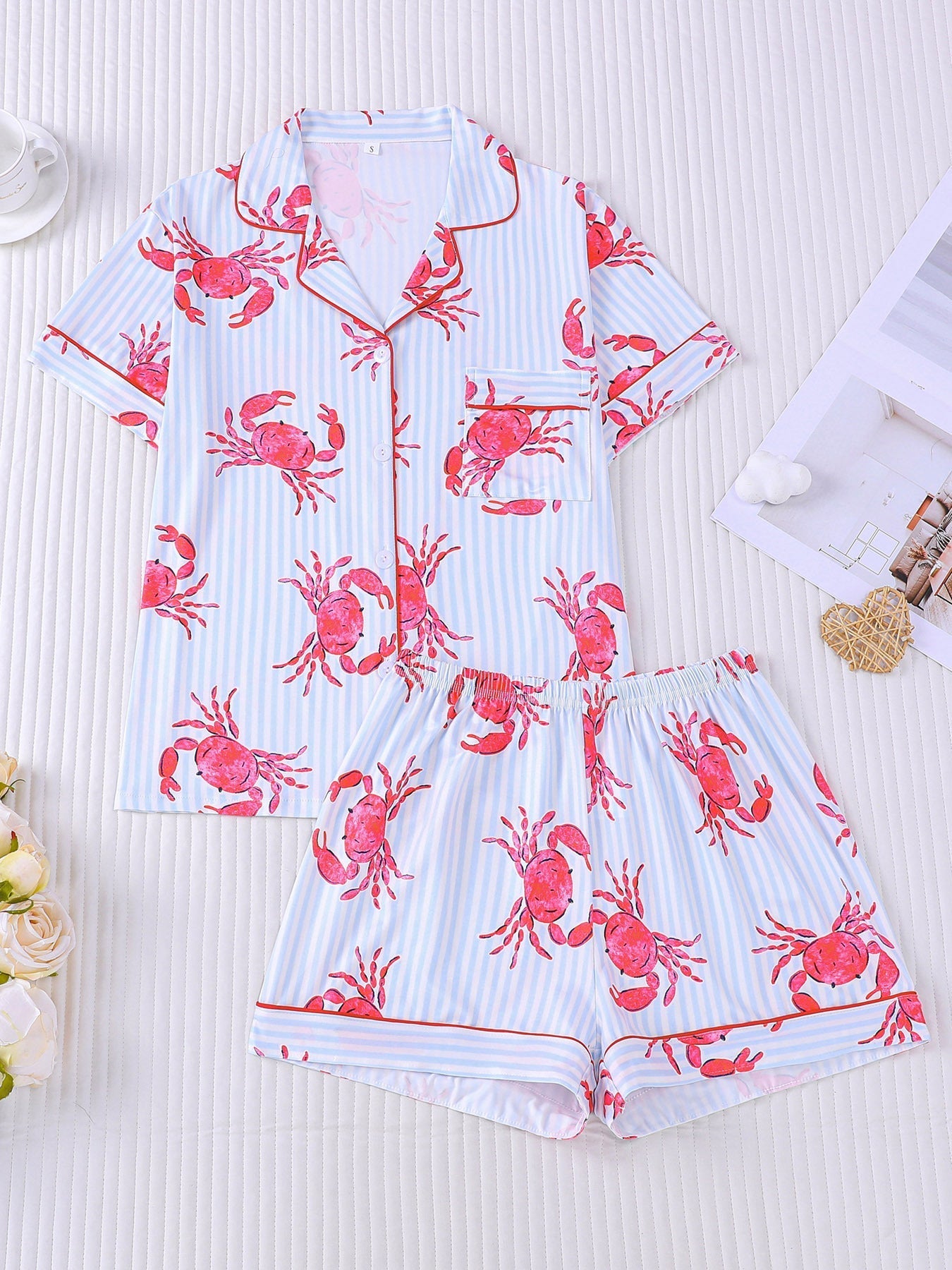 Coastal Crab Stripe Pajama Set