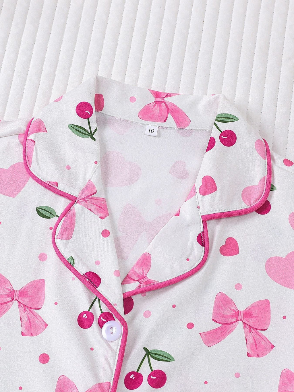 Girls Cherry Bow Pajama Set