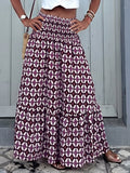 Plum Geo Print Smocked Maxi Skirt